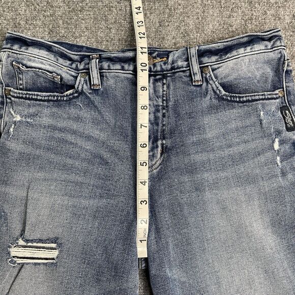 Silver Jeans Womens 29X27 Vintage Ankle High Rise Straight Frayed Hem Distressed - Picture 8 of 10